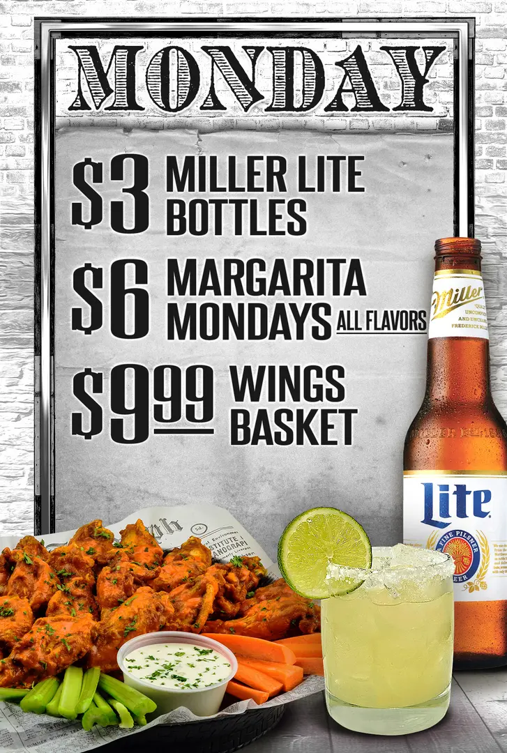 A menu for miller lite and margaritas.