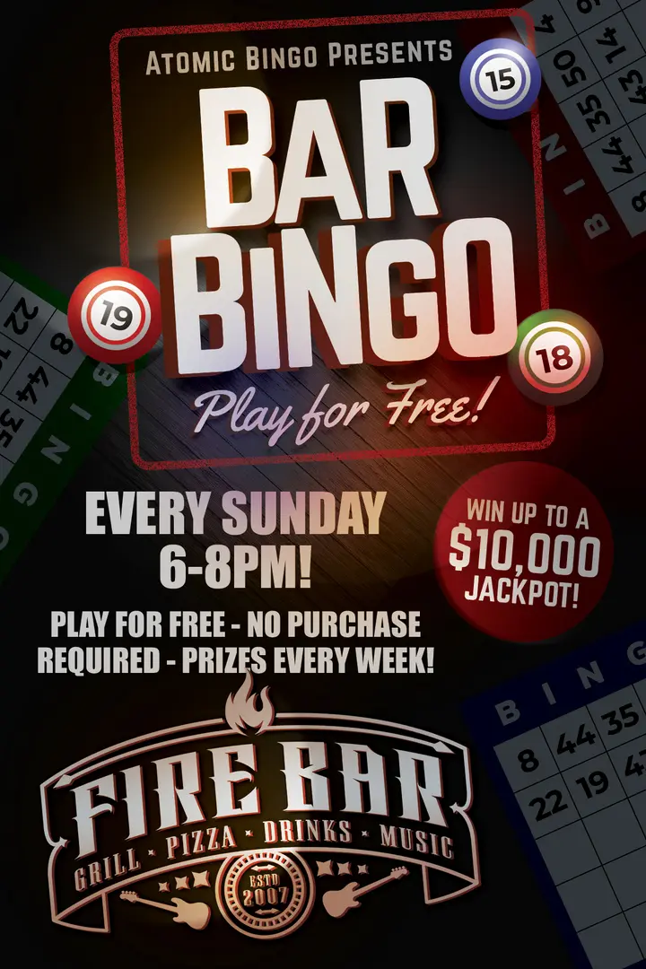 A poster for a bingo event with the words " bar bingo play for free ".